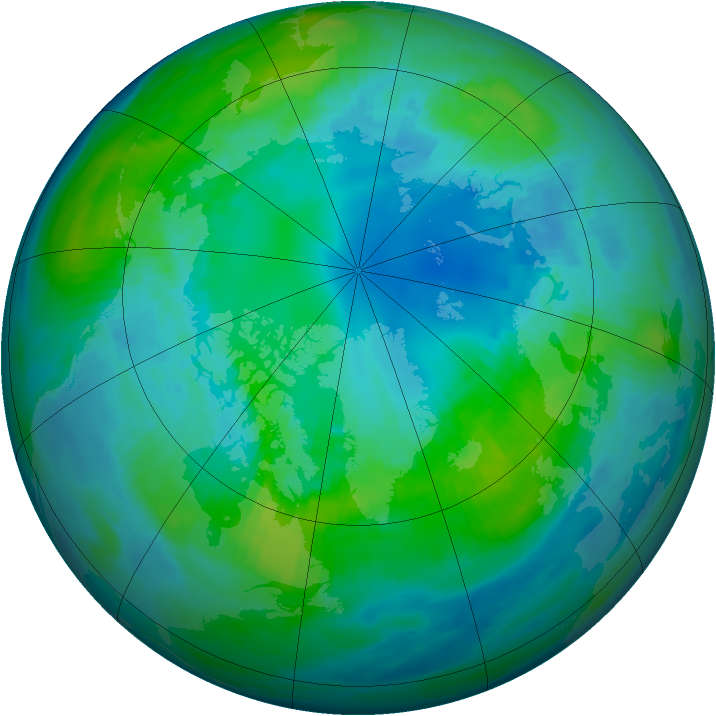 Arctic ozone map for 22 October 1986
